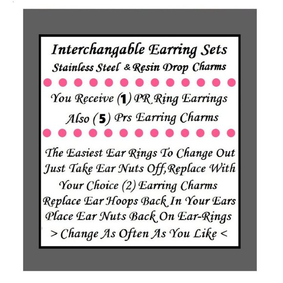 5/$10 Sweet Ice Cream Donut Food Interchangeable Charm Earrings-5 Pairs in Set - Picture 5 of 5